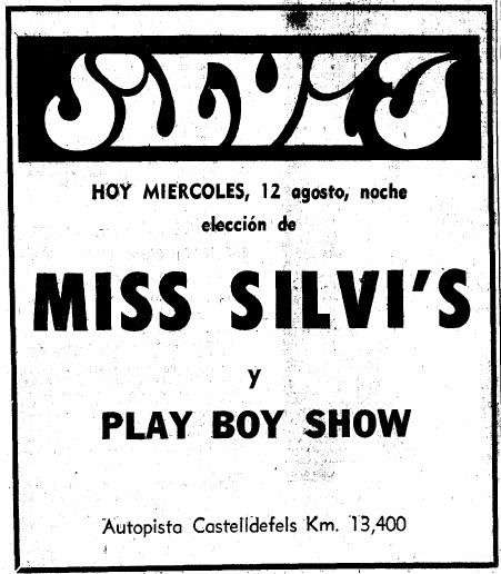 Anuncio de la eleccin de Miss Silvi's de la discoteca Silvi's de Gav Mar publicado en el diario LA VANGUARDIA el 12 de Agosto de 1970